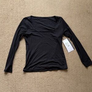 Lululemon Wundermost Ultra-Soft Nulu Square-Neck Long-Sleeve Shirt, Black, L